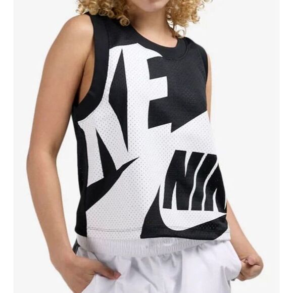 Nike FN2256-010 Women's Sz XS Black/White NSW Air Mesh Tank Top - Picture 8 of 9
